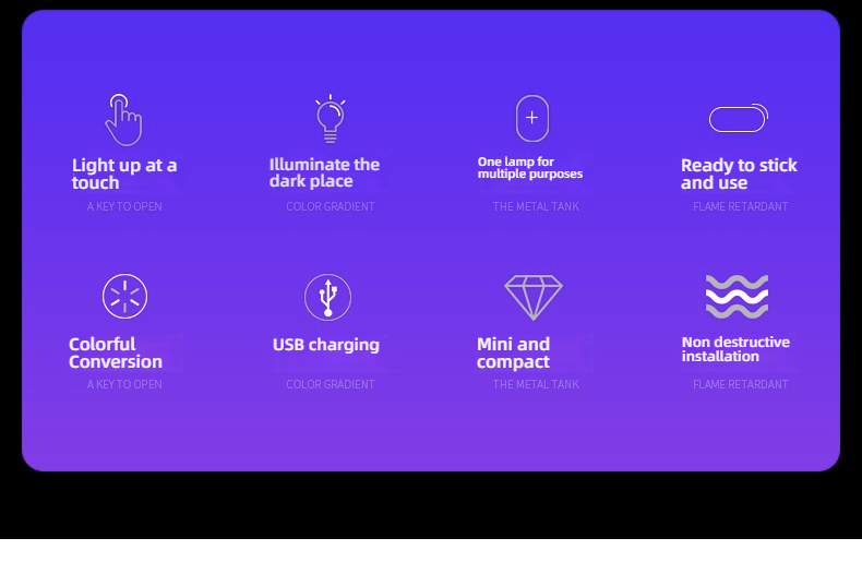 Car LED Ambient Light, 7 Colors Magnetic Interior Car Light USB Rechargeable, Touch Sensor, Car Decorative Reading Light