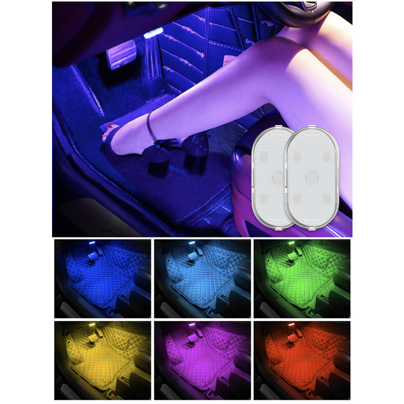 Car LED Ambient Light, 7 Colors Magnetic Interior Car Light USB Rechargeable, Touch Sensor, Car Decorative Reading Light