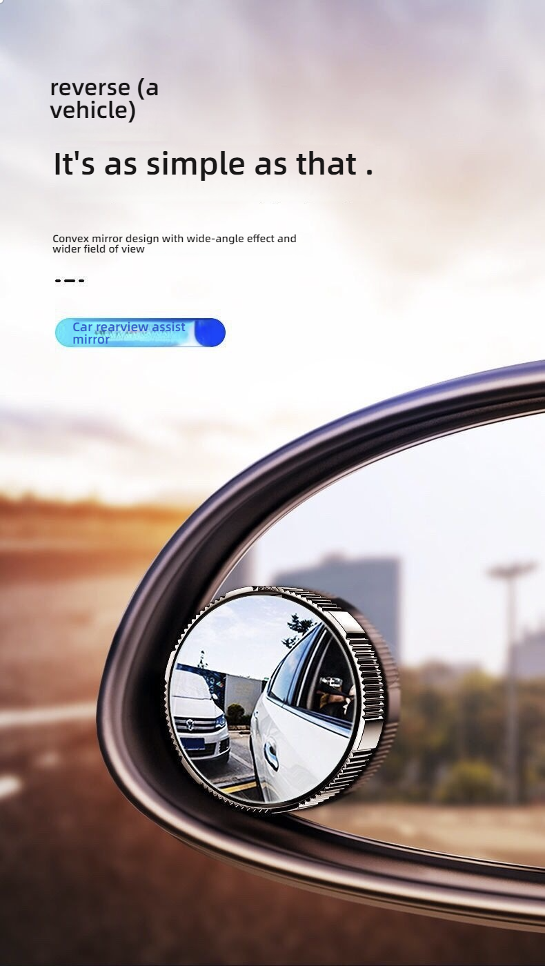 360° Adjustable Wide Angle Blind Spot Mirror, 2-Pack Universal Suction Cup Car Convex Mirror - Easy to Install, Helps with Lane Changing and Reverse Parking
